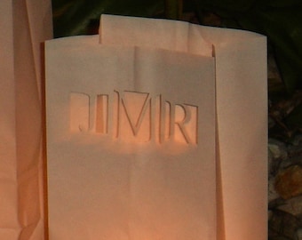 Luminary Bag Personalized with Custom Laser Cut Monogram (White)