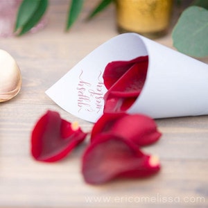 Personalized Wedding Petal Favor Cones (White Matte)