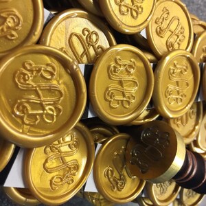 Pre-made Peal and Stick Monogram Wax Seals w/Brass Stamper