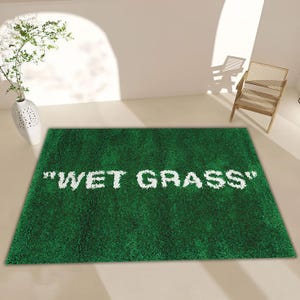 Wet Grass Rug: Green Faux Grass Floor Mat, Modern Statement Decor