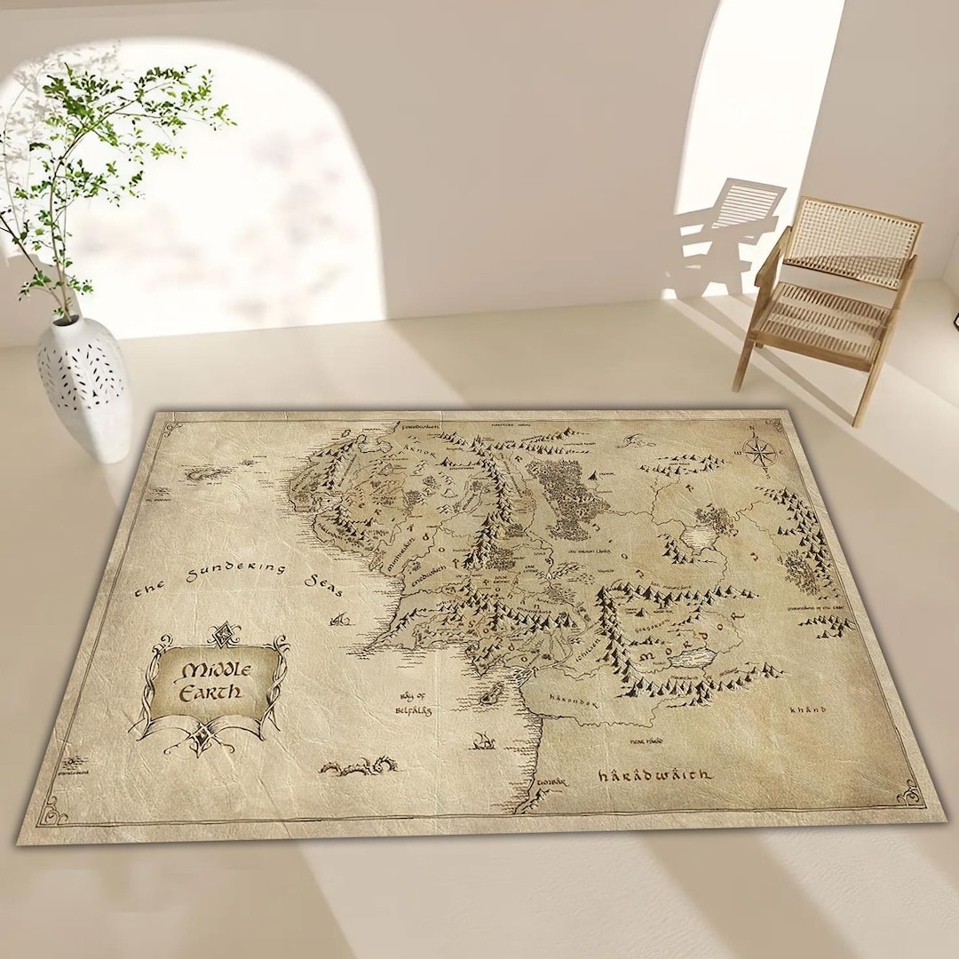 Middle Earth Map Rug: Vintage Fantasy Decor - Etsy