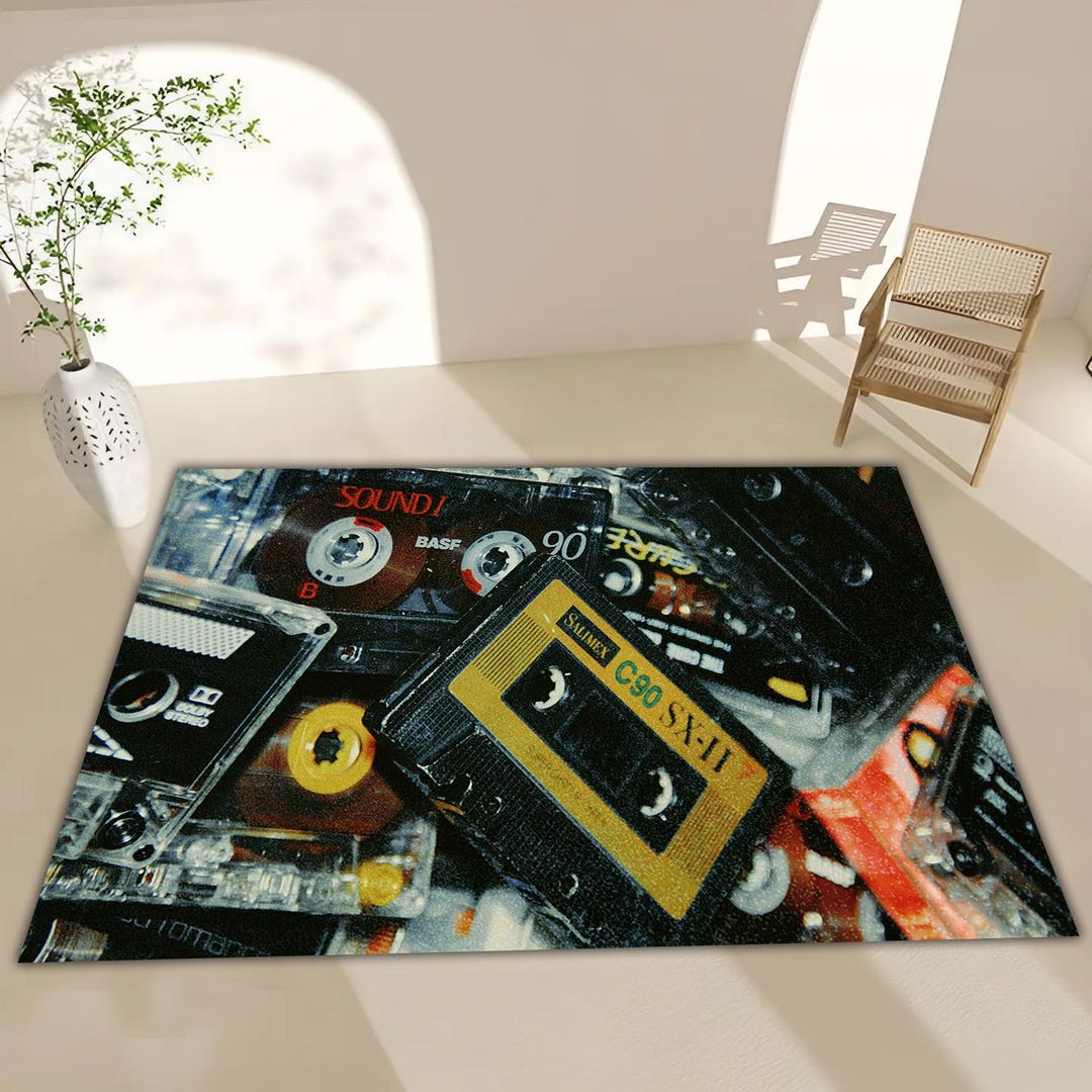 Retro Cassette Tape Rug: 80s Music Decor - Colorful Vintage Style - Etsy