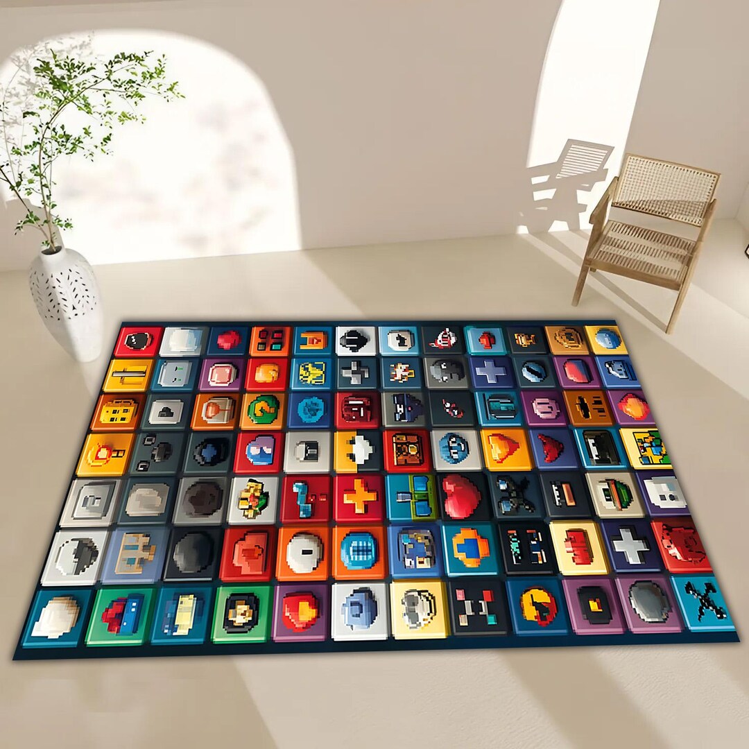8 Bit Rug Pixel Art Gamer Rug: Retro 8-bit Game Room Carpet - Etsy UK