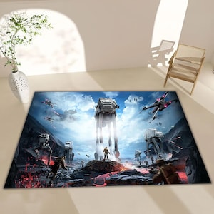 Sci-Fi Battle Rug, Space War Rug for Gamer Room, Futuristic Star Army Floor Mat, Teen Room Rug, Gaming Room Rug, Area Rug, Home Decor