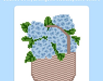 Basket of Hydrangeas Needlepoint Chart