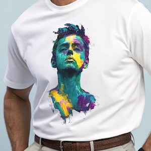 Abstract Art Portrait T-Shirt, Colorful Modern Painting Tee, Unique Artistic Graphic Shirt, Gift for Art Lovers