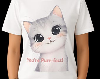 Kawaii Cat T-Shirt – Adorable Anime Kitty Graphic Tee