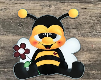 10.5&quot; Bumblebee wreath metal sign #85, wreath attachment, wreath supplies.