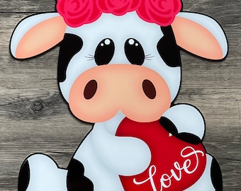 Valentines love cow wreath metal sign #635 wreath attachment, wreath supplies