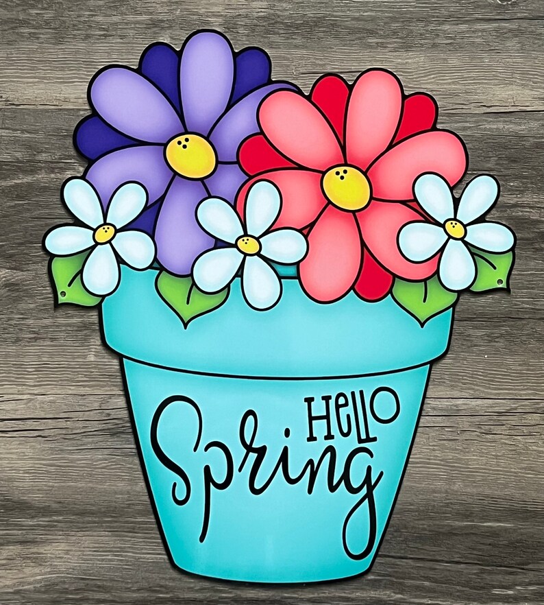 Spring Flowerpot Wreath Metal Sign #715, Wreath Attachment, Wreath ...