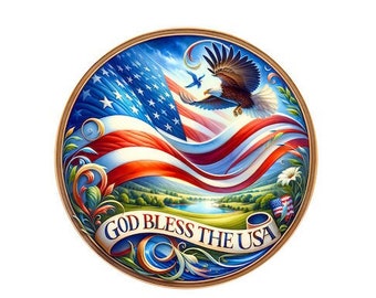 Patriotic God bless the USA wreath metal sign #1479 Wreath attachment, Wreath supplies, Centerpiece attachment.