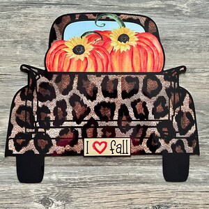 11.5x10.1&quot; Fall truck pumpkins leopard wreath sign #829 wreath attachment, wreath supplies, fall sign
