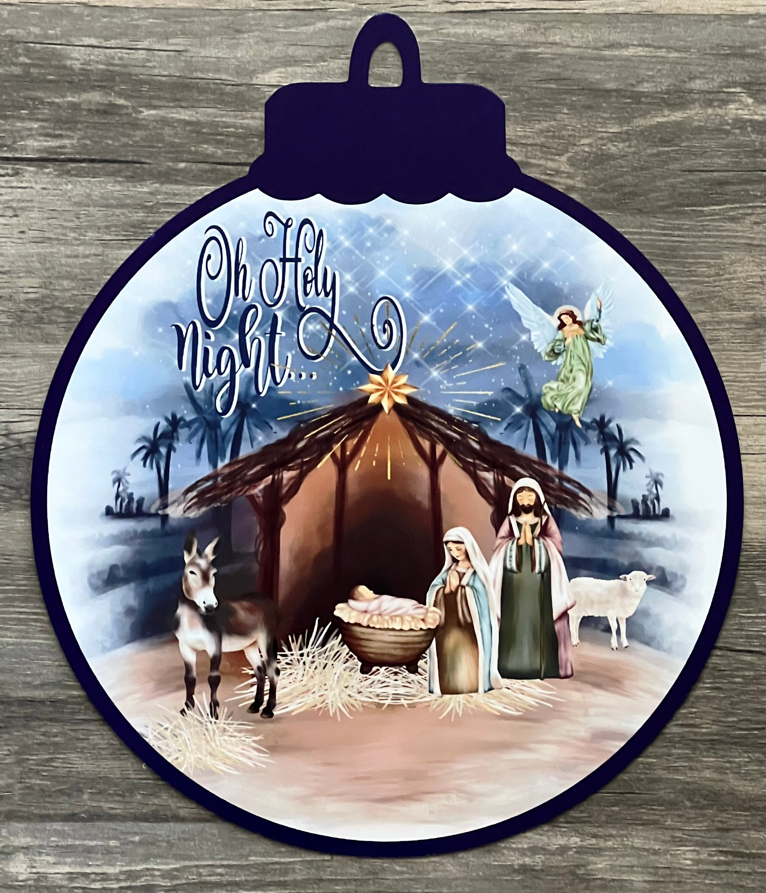 10X12 Oh Holy Night Nativity Ornament Wreath Metal Sign 591 Wreath Attachment, Wreath Supplies 