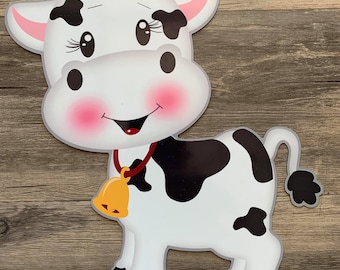 11x10&quot; Cow Wreath Sign - #92 - Metal Sign - Wreath Sign - Cow - Farm Animals