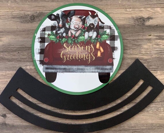 19 x 15 Seasons Greeting Truck With Farm Animals Doorhanger | Etsy