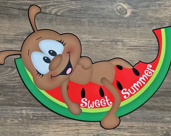 15x10.5” Ant-watermelon wreath metal sign  #305, wreath attachment, wreath supplies.
