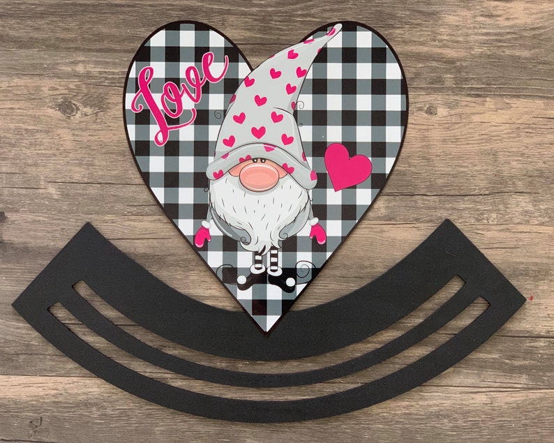 Sign With Rails Door Hanger With Rails 18x15 Valentines Love Gnome Sign With Rails #187 Valentines Sign Door Hanger