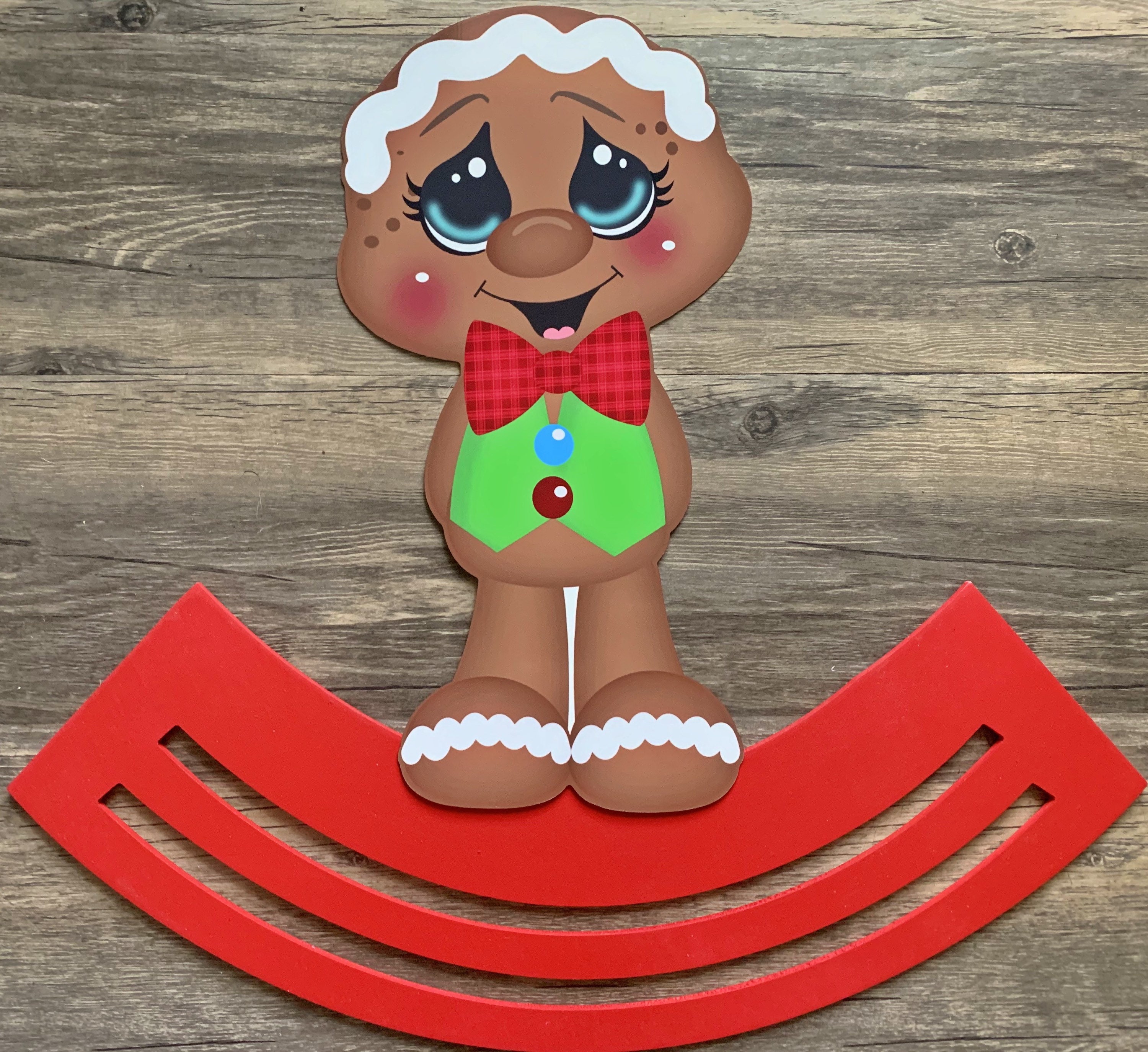 Christmas gingerbread metal/wood backing door hanger with or without rails #580 , door hanger supplies , wreath form, Christmas sign