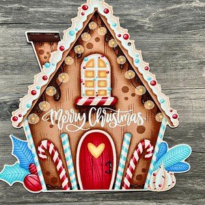 10.9x10.5" Christmas gingerbread house merry Christmas wreath sign #887 wreath attachment, wreath supplies, Christmas sign