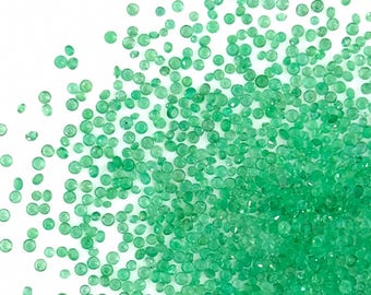 Natural Zambian Calibrated Emerald 1mm & 1.25mm Diamond Rounds, Natural Loose Emerald Faceted Gemstone For Jewelry Making
