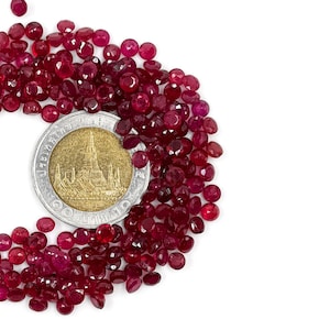 Rubis naturel de Bangkok calibré, ronds de 3 mm et 4 mm, rubis naturel à facettes en vrac pour la fabrication de bijoux