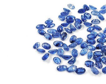 Zafiro azul calibrado natural de Bangkok (óvalos de 3 x 5 mm y 6 x 4 mm), piedra preciosa facetada suelta de zafiro azul natural para joyería.