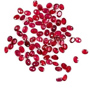 Rubí natural calibrado de Bangkok (óvalos de 3 x 4 mm y 4 x 5 mm), piedra preciosa de rubí natural suelta y facetada para joyería.