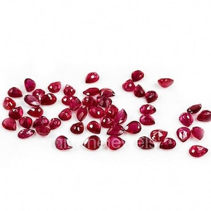 Natural Bangkok Calibrated Ruby 2x3mm & 3x4mm Pears, Natural Loose Faceted Ruby Gemstone For Jewelry Making