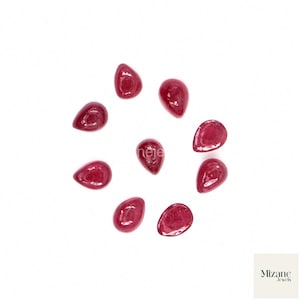 Natural Bangkok Ruby Calibrated Cabochon Pears 3x4mm & 4x6mm, Loose Cabochon Ruby July Birthstone Gemstone For Jewelry Making Ready To Use