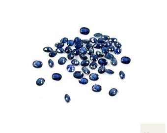 Zafiro azul natural sin tratar, calibrado, ovalado de 3 x 4 mm y 4 x 5 mm, gema natural suelta facetada para joyería.