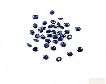 Zafiro azul natural sin tratar, calibrado, ovalado de 3 x 4 mm y 4 x 5 mm, gema natural suelta facetada para joyería.