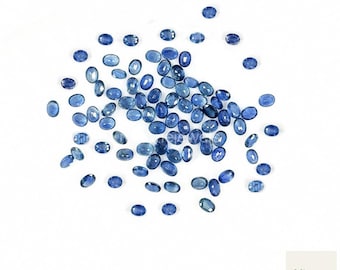 Zafiro azul natural sin tratar, calibrado, ovalado de 3 x 4 mm y 4 x 5 mm, gema natural suelta facetada para joyería.