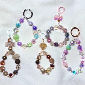 One of a Kind Kawaii Beaded Phone Charm Keychain – Cute Bag Charm Accessory | Handmade Gift | Pastel Aesthetic | J-fashion Style