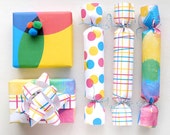 Confetti, Watercolour and CYMK Printable Gift wrap - 5 Fun PDF Designs - instant digital download