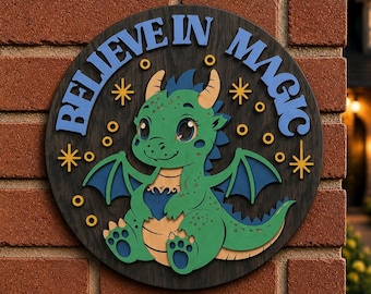Dragon Welcome Sign,Kids Room Door Sign,Laser Cut SVG File (Digital Download)