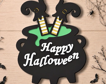 Witch Halloween Wooden Sign, Halloween Door Hanger, Front Porch Decor, Wooden Sign, Door Hanger, Round Sign, Spooky Fall Door Gift