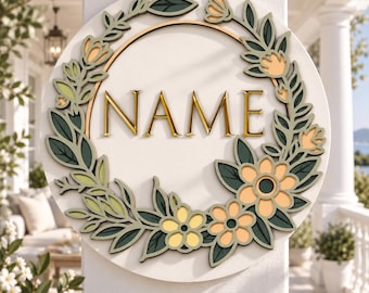 Custom 3D Flower Nursery Name Sign SVG | Wooden Wall Art | Instant Download