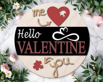 Valentine's Day Door Hanger SVG, Glowforge Laser Cut File (Digital Download)