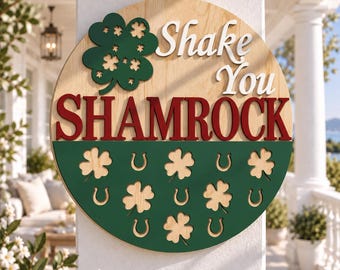 Shamrock Door Hanger SVG, St. Patrick's Day Sign, Glowforge File (Digital Download)