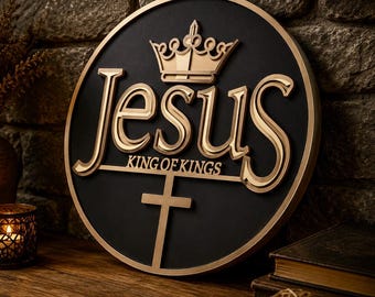 Jesus Door Hanger SVG, Easter Cross Round Sign Laser Cut File