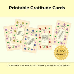 Printable Gratitude Cards – Daily Reflection and Positivity Deck – Inspirational Cards for Joy and Mindfulness