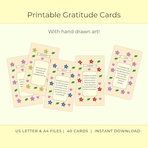 Gratitude Cards for Daily Reflection and Positivity - Printable Deck of Inspirational Cards for Joyful Living and Mindful Moments