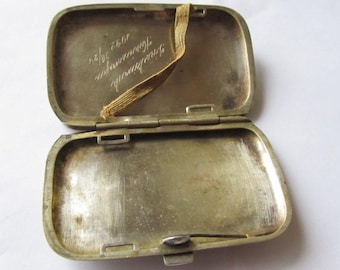 Antique Metal Cigarette Case with 1922 Engraving – Early Soviet Era Portsigar