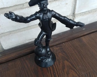 Vintage Baron Munchausen Statue Cannonball Cast Iron Soviet Figurine 1978s
