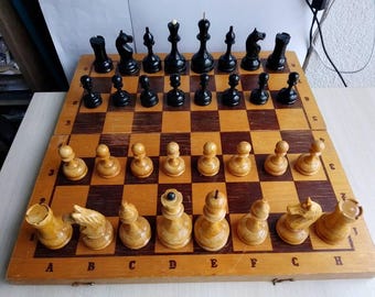 Pekhushkov Tournament Chess Set No5 Weighted 45cm Board USSR Vintage