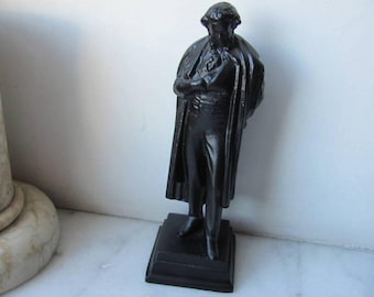 Vintage Cast Iron Pushkin Statue Kasli 1985 Soviet Sculpture Black Figurine