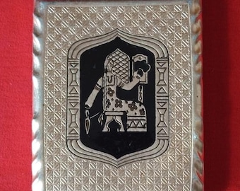 Soviet Cigarette Case Woman Spinning Novosibirsk Factory Aluminum Vintage
