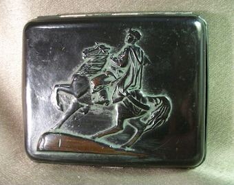 Vintage Soviet Cigarette Case with Bohdan Khmelnytsky on Horse – USSR Portsigar Kyiv Monument Design