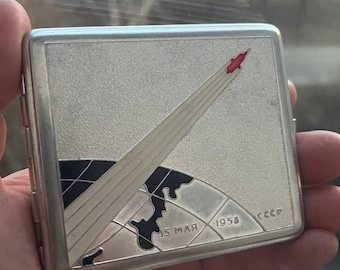 Vintage Sovjet-spoetnik 3 sigarettenkoker 1958 USSR ruimte aluminium verzamelobject