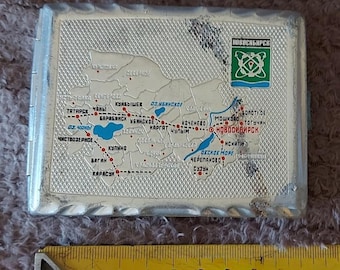 Sovjet aluminium sigarettenkoker Novosibirsk Vintage USSR Tobacciana